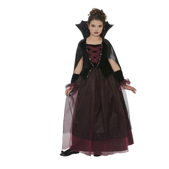 Dracula's Darling XL 14/16 Girls Halloween Costume Vampire Dress Black Tulle Set - Picture 1 of 15
